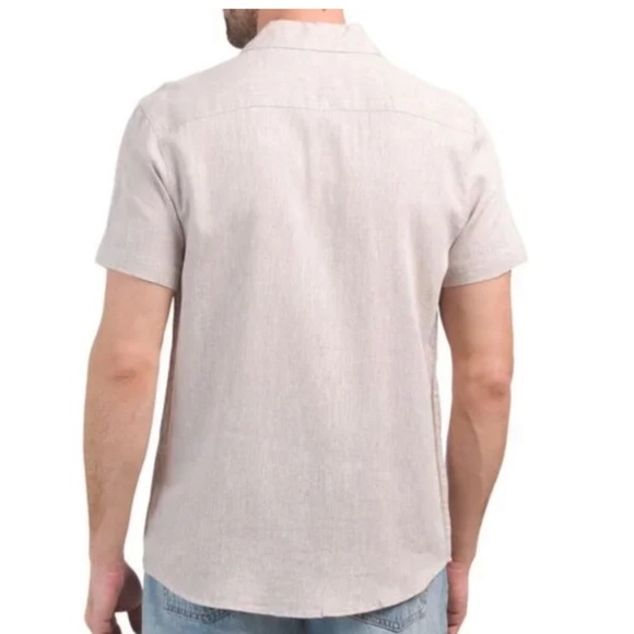 Bruno Positano Camp Shirt Men L Washable Linen Rayon Button Short SLV Sea Blue - Picture 4 of 13